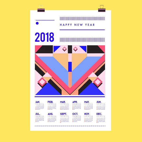 Kalendervorlage Für Das Neue Jahr 2018 Kalender Und Poster Design — Stockvektor