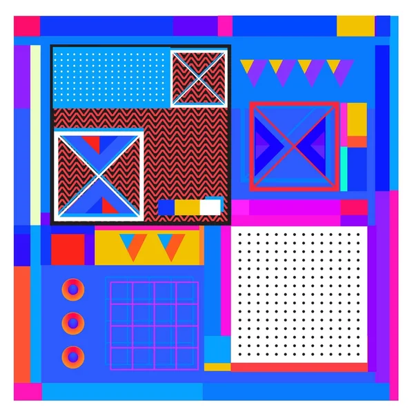 Trendy geometrik öğeleri memphis tasarımı renkli ve parlak. Retro 90s doku, desen ve öğeleri tarzı. Modern arka plan tasarımı ve kapak şablonu