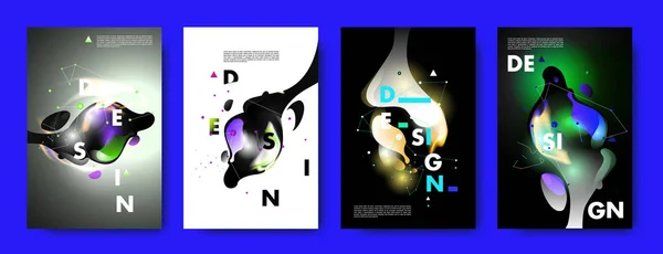 カラフルな抽象的な液体 流体のポスターとカバー デザイン 最低限の幾何学的なパターンのグラデーション背景 ベクトル — ストックベクタ