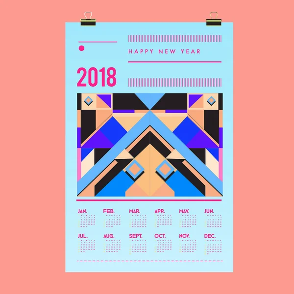 Νέο Έτος 2018 Ημερολόγιο Κάλυψη Πρότυπο Ημερολόγιο Και Σχεδιασμός Αφίσας — Διανυσματικό Αρχείο