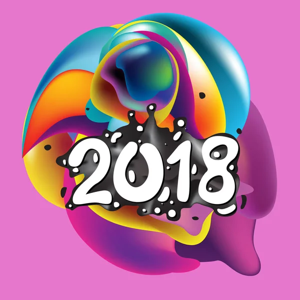 2018 mutlu yeni yıl tatil tebrik kartı sıvı renkli arka plan üzerinde