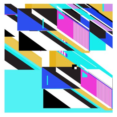 Trendy geometrik öğeleri memphis desen. Retro tarzı doku, desen ve öğeleri. Borneo Endonezya kültür modern soyut tasarım