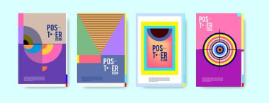 Minimalist vektör tasarım küme kapsıyor. Serin geometrik degradeler şekli. Fütüristik Poster şablonu.