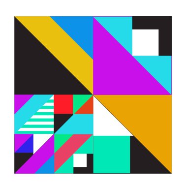 Trendy geometrik kaleydoskop öğeleri memphis tebrik kartları tasarımı. Retro tarzı doku, desen ve öğeleri. Modern soyut tasarım poster ve kapak şablonu