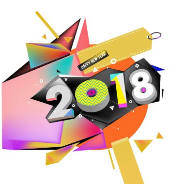 2018 yeni yıl renkli akrilik boya 3d tasarım öğesi sunumlar, el ilanları, broşürler, kartpostallar ve posterler için arka plan üzerinde. Vektör çizim