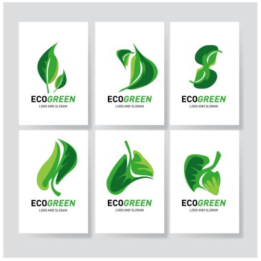 Yeşil yaprak eko sembolü seti, vektör illüstrasyonu