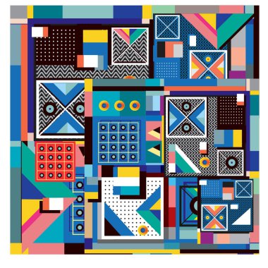 Trendy geometrik öğeleri memphis tasarımı renkli ve parlak. Retro 90s doku, desen ve öğeleri tarzı. Modern arka plan tasarımı ve kapak şablonu