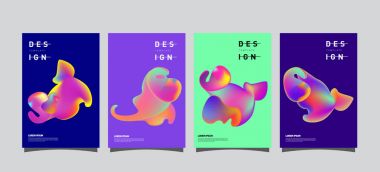 Renkli soyut sıvı ve sıvı poster ve kapak tasarımı. En az geometrik desen degradeler arka planlar