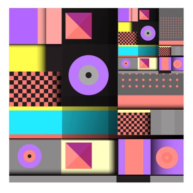 Trendy geometrik öğeleri memphis tasarımı renkli ve parlak. Retro 90s doku, desen ve öğeleri tarzı. Modern arka plan tasarımı ve kapak şablonu.
