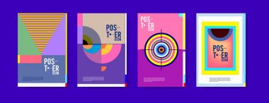 Renkli geometrik Tasarım poster ve kapak. En az geometrik desen degradeler arka planlar. 