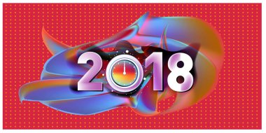 2018 yeni yıl renkli akrilik boya 3d tasarım öğesi sunumlar, el ilanları, broşürler, kartpostallar ve posterler için arka plan üzerinde. Vektör çizim