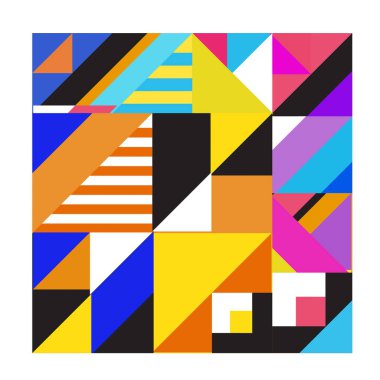 Trendy geometrik kaleydoskop öğeleri memphis tebrik kartları tasarımı. Retro tarzı doku, desen ve öğeleri. Modern soyut tasarım poster ve kapak şablonu