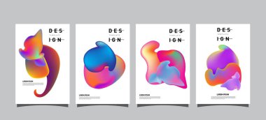 Renkli soyut sıvı ve sıvı poster ve kapak tasarımı. En az geometrik desen degradeler arka planlar