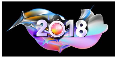 2018 yeni yıl renkli akrilik boya 3d tasarım öğesi sunumlar, el ilanları, broşürler, kartpostallar ve posterler için arka plan üzerinde. Vektör çizim