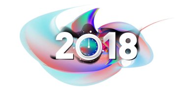 2018 yeni yıl renkli akrilik boya 3d tasarım öğesi sunumlar, el ilanları, broşürler, kartpostallar ve posterler için arka plan üzerinde. Vektör çizim