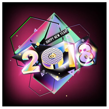 Yeni yıl 2018. Renkli tasarım.