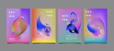 Renkli soyut sıvı ve sıvı poster ve kapak tasarımı. En az geometrik desen degradeler arka planlar