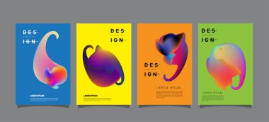Renkli soyut sıvı ve sıvı poster ve kapak tasarımı. En az geometrik desen degradeler arka planlar