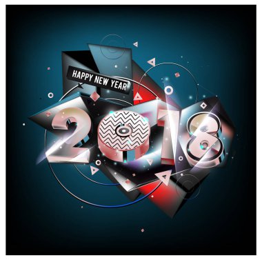 Yeni yıl 2018. Renkli tasarım.