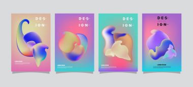 Renkli soyut sıvı ve sıvı poster ve kapak tasarımı. En az geometrik desen degradeler arka planlar
