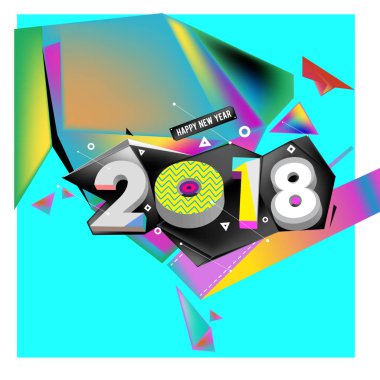 2018 yeni yıl renkli akrilik boya 3d tasarım öğesi sunumlar, el ilanları, broşürler, kartpostallar ve posterler için arka plan üzerinde. Vektör çizim