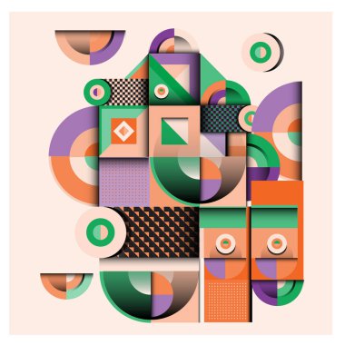 Modaya uygun curvy geometrik memphis öğeleri renkli bir tasarım. Retro 90s doku, desen ve öğeleri tarzı. Modern soyut kültür arka plan tasarımı ve kapak şablonu.