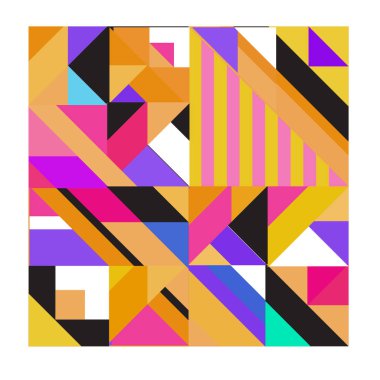 Trendy geometrik kaleydoskop öğeleri memphis tebrik kartları tasarımı. Retro tarzı doku, desen ve öğeleri. Modern soyut tasarım poster ve kapak şablonu