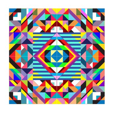 Trendy geometrik kaleydoskop öğeleri memphis tebrik kartları tasarımı. Retro tarzı doku, desen ve öğeleri. Modern soyut tasarım poster ve kapak şablonu