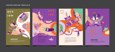 Soyut Modern oyuncak tasarım Festivali afiş. Yayınlar ve sunumlar düzenleri grafik şablonu ve Poster için fikirler. Vektör çizim karikatür Head 3d formları.
