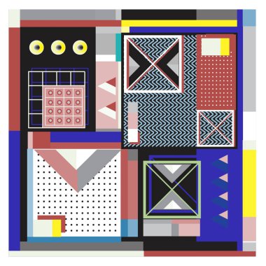 Trendy geometrik öğeleri memphis tasarımı renkli ve parlak. Retro 90s doku, desen ve öğeleri tarzı. Modern arka plan tasarımı ve kapak şablonu