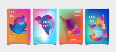 Renkli soyut sıvı ve sıvı poster ve kapak tasarımı. En az geometrik desen degradeler arka planlar