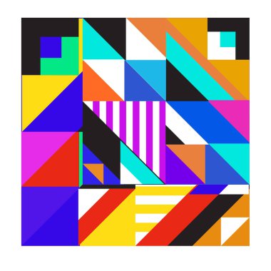 Trendy geometrik kaleydoskop öğeleri memphis tebrik kartları tasarımı. Retro tarzı doku, desen ve öğeleri. Modern soyut tasarım poster ve kapak şablonu