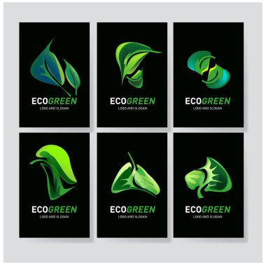 Yeşil yaprak eko sembolü seti, vektör illüstrasyonu