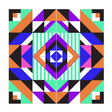 Trendy geometrik kaleydoskop öğeleri memphis tebrik kartları tasarımı. Retro tarzı doku, desen ve öğeleri. Modern soyut tasarım poster ve kapak şablonu