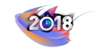 2018 yeni yıl renkli akrilik boya 3d tasarım öğesi sunumlar, el ilanları, broşürler, kartpostallar ve posterler için arka plan üzerinde. Vektör çizim