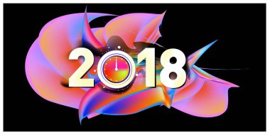 2018 yeni yıl renkli akrilik boya 3d tasarım öğesi sunumlar, el ilanları, broşürler, kartpostallar ve posterler için arka plan üzerinde. Vektör çizim