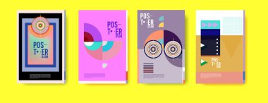 Minimalist vektör tasarım küme kapsıyor. Serin geometrik degradeler şekli. Fütüristik Poster şablonu.