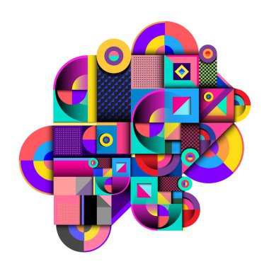 Modaya uygun curvy geometrik memphis öğeleri renkli bir tasarım. Retro 90s doku, desen ve öğeleri tarzı. Modern soyut kültür arka plan tasarımı ve kapak şablonu.