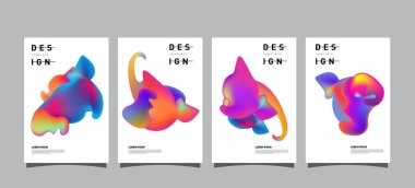 Renkli soyut sıvı ve sıvı poster ve kapak tasarımı. En az geometrik desen degradeler arka planlar