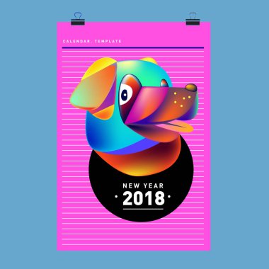 Çin yeni yılı 2018 şenlikli vektör kartı tasarımı ile şirin köpek, 2018 yıl zodyak sembolü 