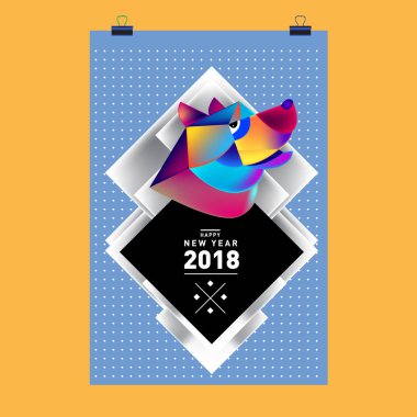 Çin yeni yılı 2018 şenlikli vektör kartı tasarımı ile şirin köpek, 2018 yıl zodyak sembolü 