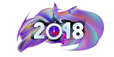 2018 yeni yıl renkli akrilik boya 3d tasarım öğesi sunumlar, el ilanları, broşürler, kartpostallar ve posterler için arka plan üzerinde. Vektör çizim