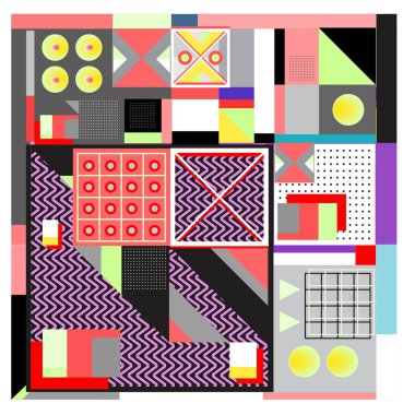 Trendy geometrik öğeleri memphis tasarımı renkli ve parlak. Retro 90s doku, desen ve öğeleri tarzı. Modern arka plan tasarımı ve kapak şablonu