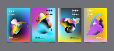 Renkli soyut sıvı ve sıvı poster ve kapak tasarımı. En az geometrik desen degradeler arka planlar