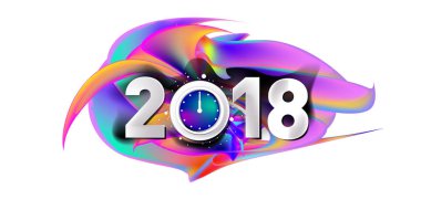 2018 yeni yıl renkli akrilik boya 3d tasarım öğesi sunumlar, el ilanları, broşürler, kartpostallar ve posterler için arka plan üzerinde. Vektör çizim