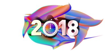 2018 yeni yıl renkli akrilik boya 3d tasarım öğesi sunumlar, el ilanları, broşürler, kartpostallar ve posterler için arka plan üzerinde. Vektör çizim