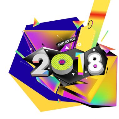 2018 yeni yıl renkli akrilik boya 3d tasarım öğesi sunumlar, el ilanları, broşürler, kartpostallar ve posterler için arka plan üzerinde. Vektör çizim