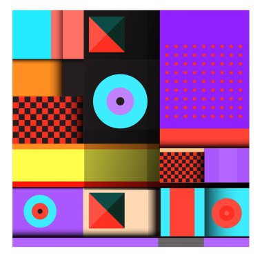 Trendy geometrik öğeleri memphis tasarımı renkli ve parlak. Retro 90s doku, desen ve öğeleri tarzı. Modern arka plan tasarımı ve kapak şablonu.