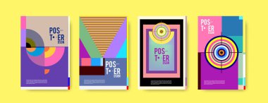 Minimalist vektör tasarım küme kapsıyor. Serin geometrik degradeler şekli. Fütüristik Poster şablonu.