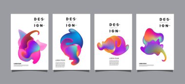 Renkli soyut sıvı ve sıvı poster ve kapak tasarımı. En az geometrik desen degradeler arka planlar